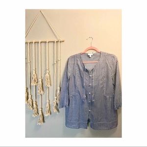 J Jill Beachy Blue Striped Tunic Top